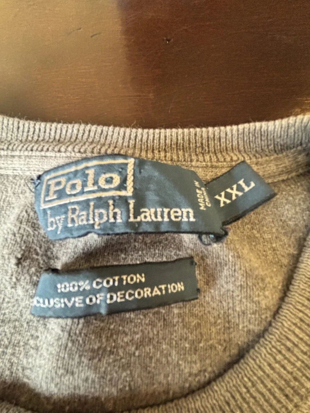 POLO RALPH LAUREN Sweater Mens XXL Gray Crewneck Pullover Logo 100% Cotton